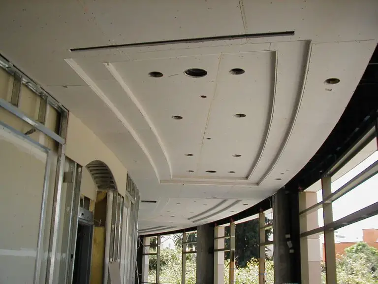 Modern curved ceiling under construction