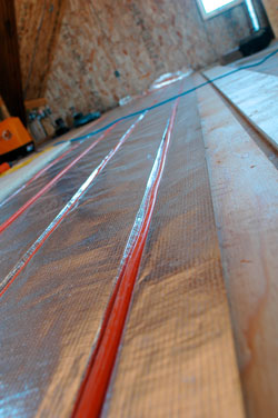 hydronic infloor heating on wood flooring