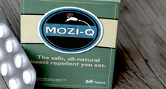 Mozi-Q insect repellent tablets box on table.