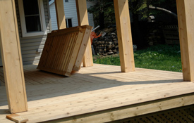 new verandah under construction with cedar wood