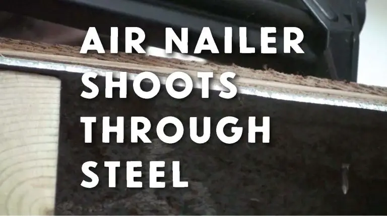 Powerful air nailer penetrates steel board effectively.