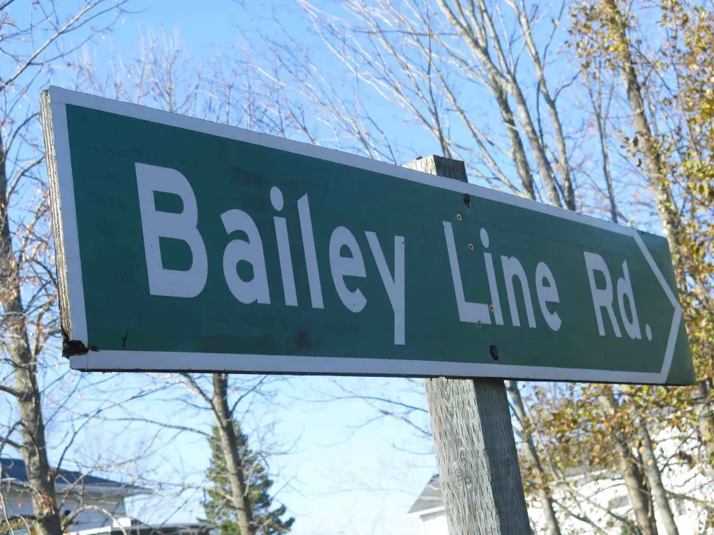 Sign for Bailey Line Road, Canada.