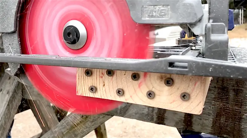 The Diablo Tracking Point saw blade cutting through a whole bunch of deck screws. Watch the video of this test happening at the link at the end of this article.