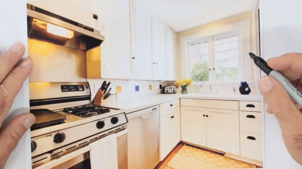 Designing a modern, cozy kitchen layout with white cabinets.