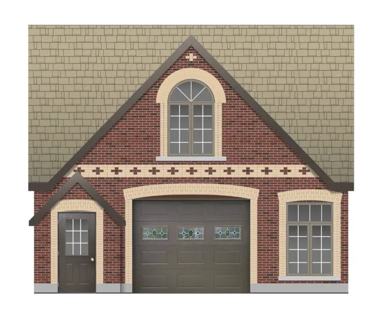 Brick house with garage and windows