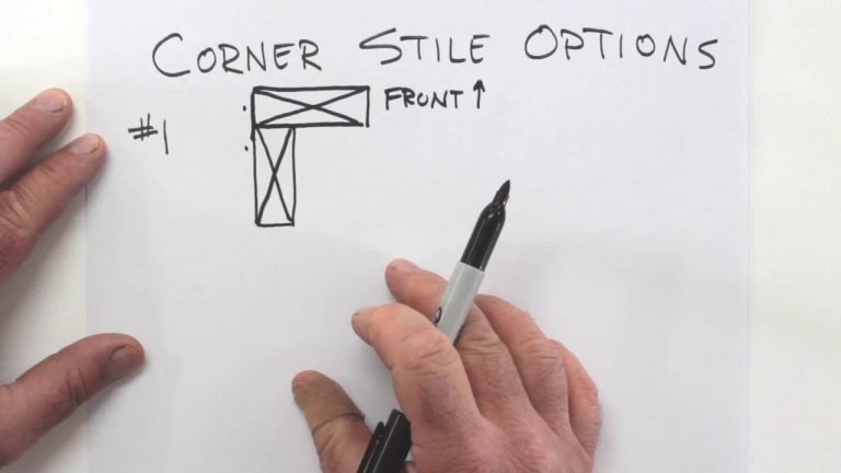 Corner stile option diagram with marker and hand.