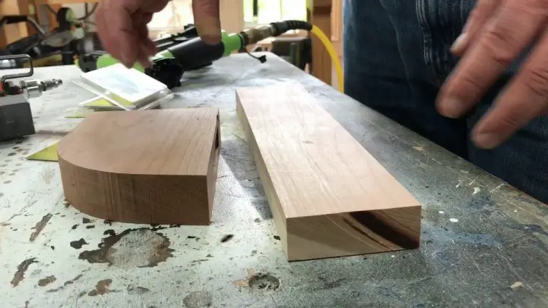Close-up of wooden blocks on workshop table.