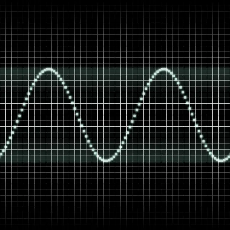 Digital sine wave on grid background