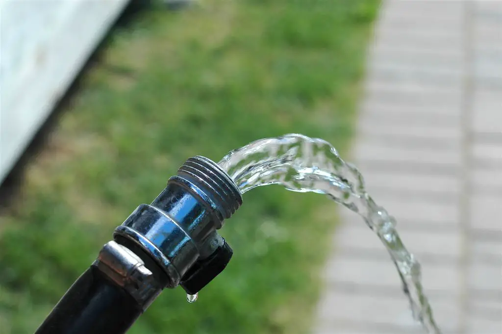 Water flowing from garden hose