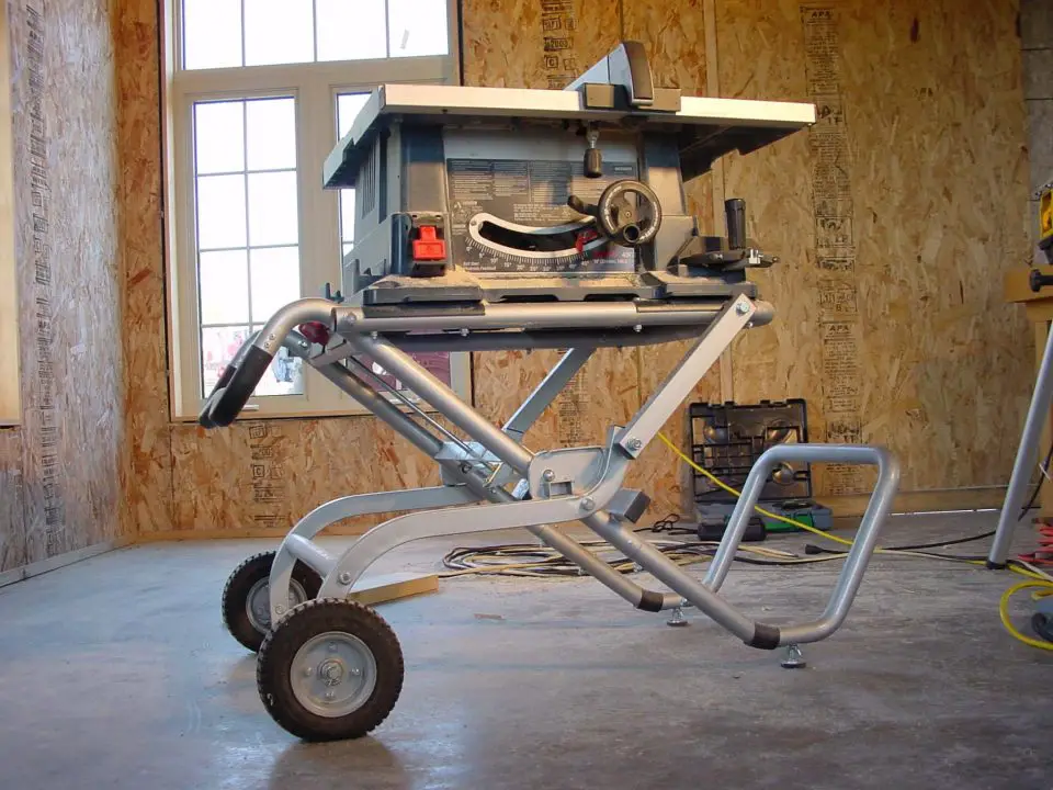 This Bosch portable tablesaw is one of my favourites. The folder stand rolls well and collapses quickly and easily for storage or transport.