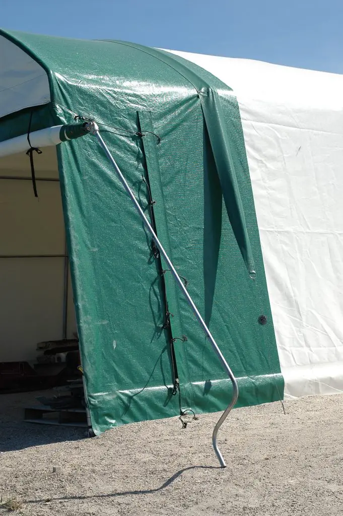 portable garage side view