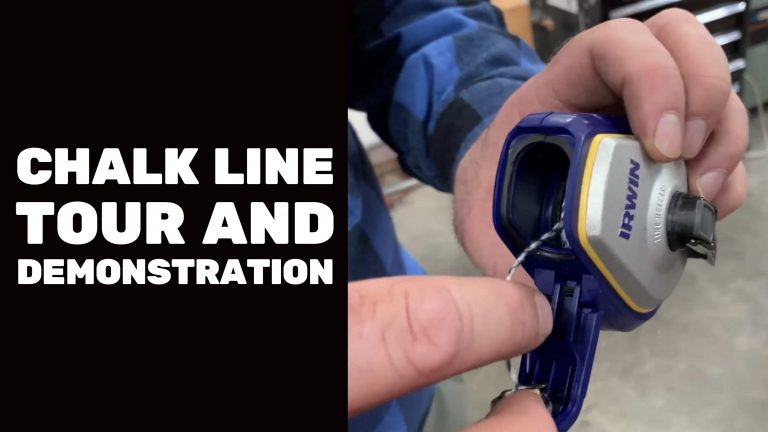 Person demonstrating chalk line tool usage.