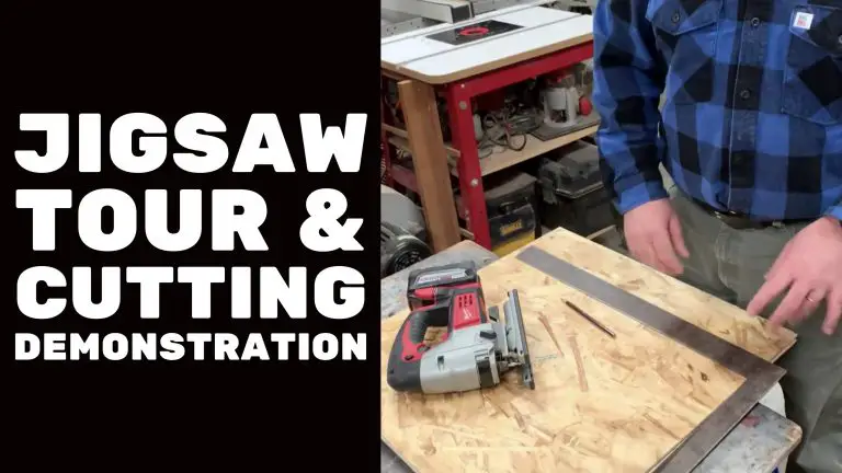 Jigsaw cutting demo in workshop setting.