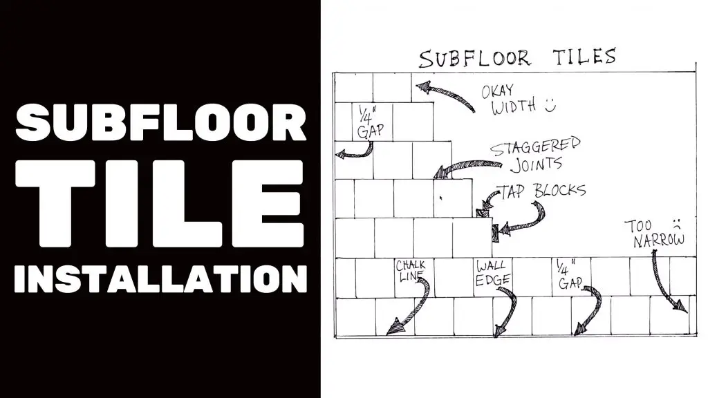 Illustration of subfloor tile installation process