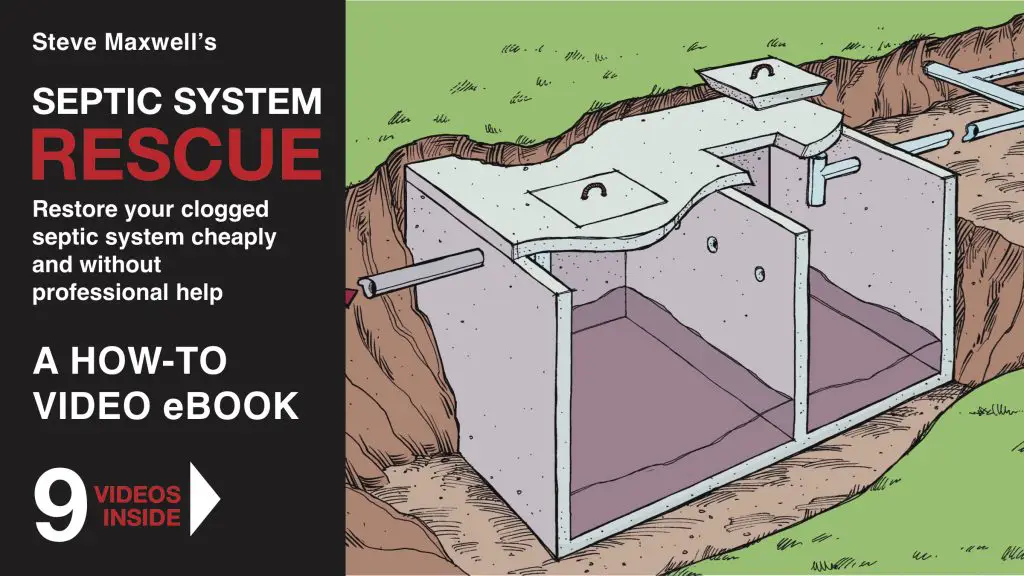 Septic system repair illustrated eBook cover with video tutorials.