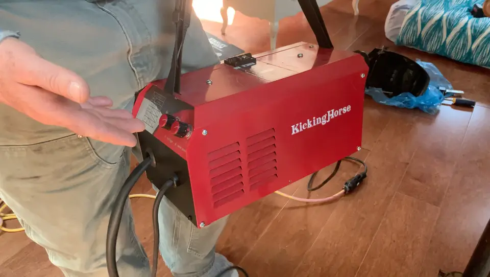 This 110-volt portable MIG welder works well, is easy to carry around, and operates from a normal electrical outlet.
