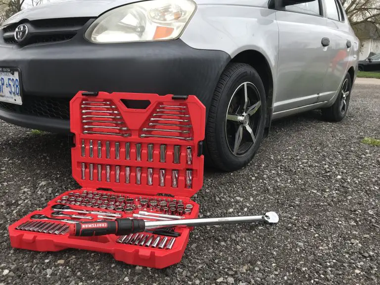 Car with socket wrench set for repairs