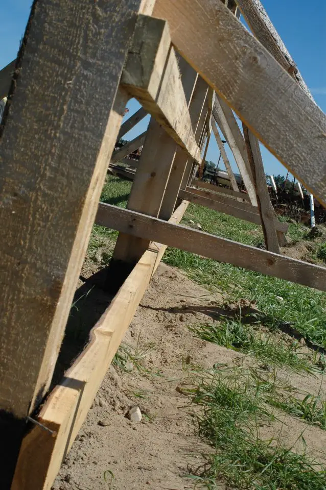 Here you can see poles installed for a project that went up near my place a few years ago. Note the bracing that ensures all posts are accurately aligned.