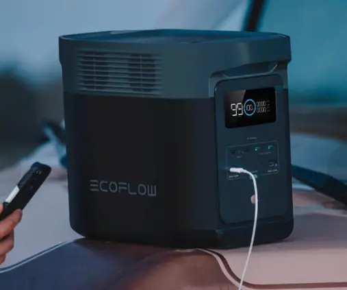 EcoFlow power station with digital display and USB ports