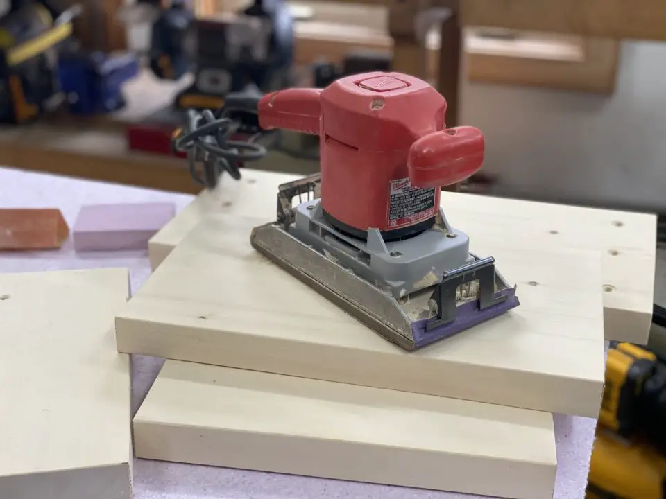 This is a half-sheet sander on my workbench. Although not essential, this tool saves time and makes it easier to succeed.