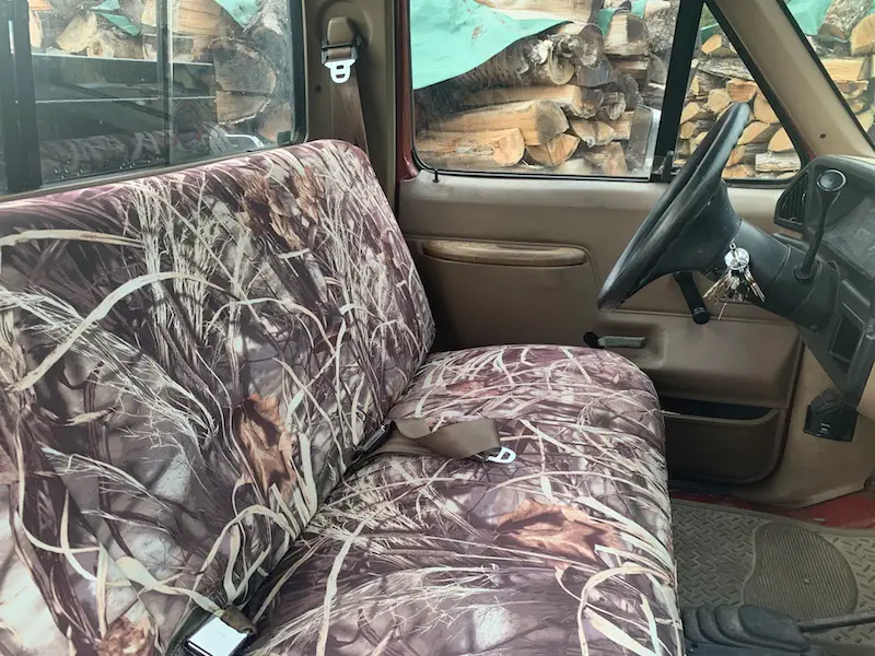 These are the Shear Comfort camo seat covers I’ve been using for about ten years. They’re really tough and still look new.