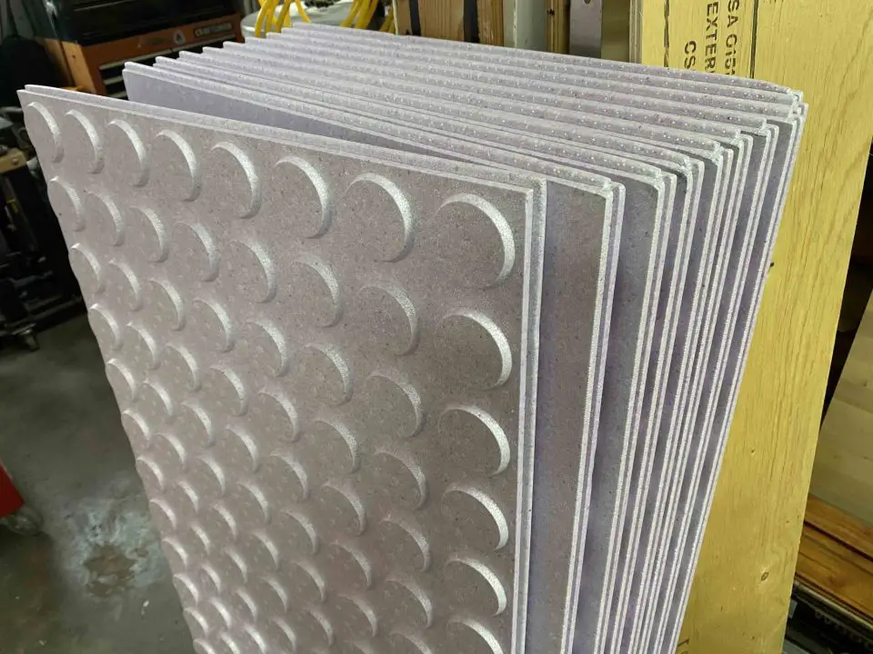 Basement subfloor panels like these can be the most important detail in keeping indoor air quality high. These all-foam panels are called Insul-Armor, they need do strapping for support and they deliver the most insulation value of all the main subfloor options.