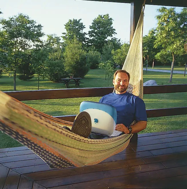 laptop on hammock