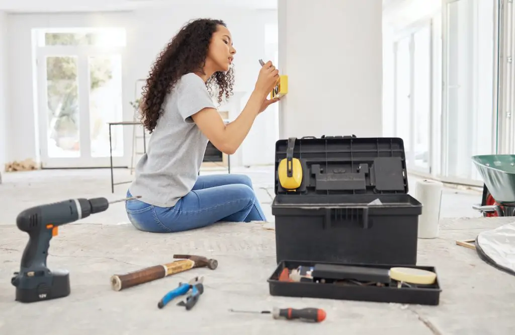 young woman doing DIY