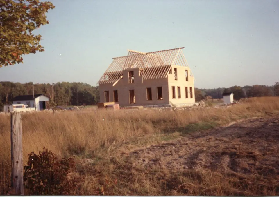 House under construction in rural area