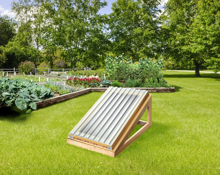 Garden with raised bed and cold frame