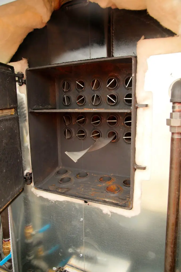 Inside view of a furnace heat exchanger.