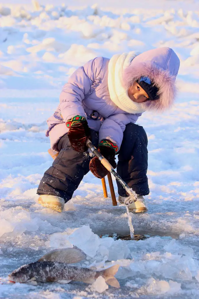 A Child Ice Fishing