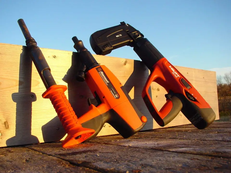 These powder-actuated tools all shoot special fasteners into masonry with no predrilling.