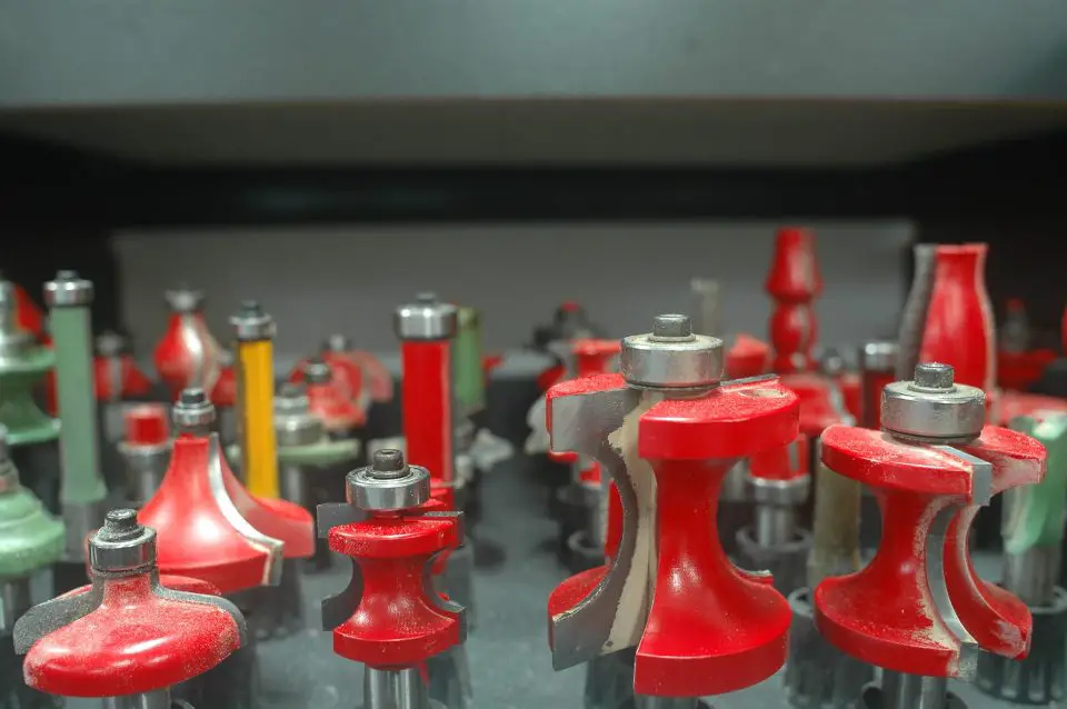 Routers spin bits like these to create various shapes on wood. This is part of the collection I have in my own shop.