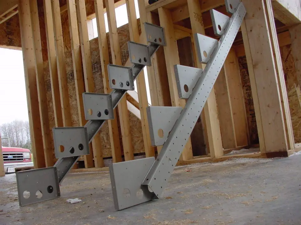 Normally stair stringers are cut on site and made of wood. These manufactured steel stair stringers serve the same purpose and are stronger and easier to use than wood.