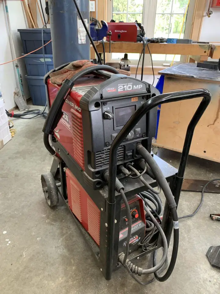 This is one of the welders I have in my shop. A multi-process welder like this can be configured to use argon shielding gas for welding aluminum.