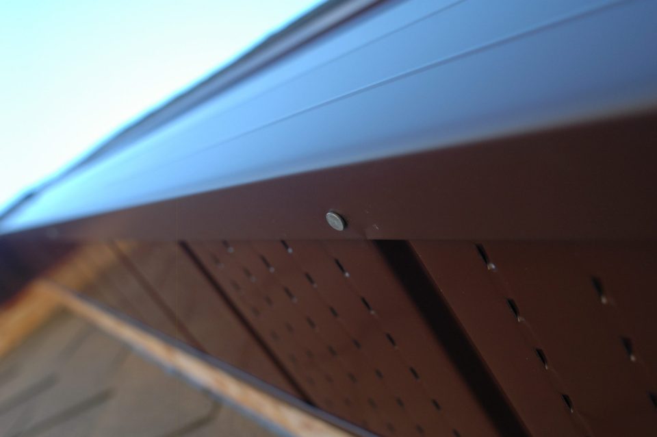 Soffit and fascia installed and ready to last a long time. Stainless steel nails hold much better than the traditional aluminum nails used for this application.