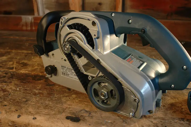 One of many power tools that use a tooth rubber belt to deliver power from the motor. Belts like these routinely last the entire life of the tool.