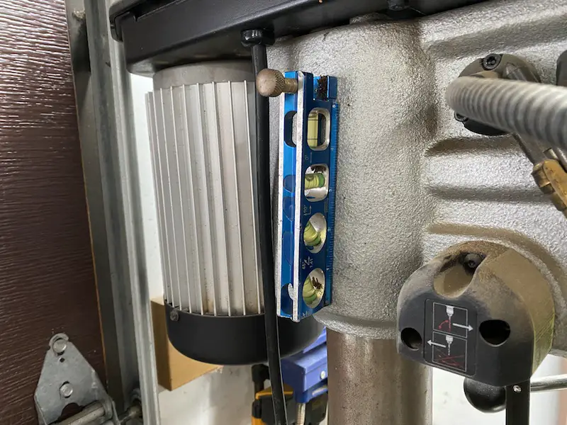 I can’t tell you how many times the rare earth magnets on this little level have helped me out. Here’s my favourite stuck to the side of my drill press between uses.