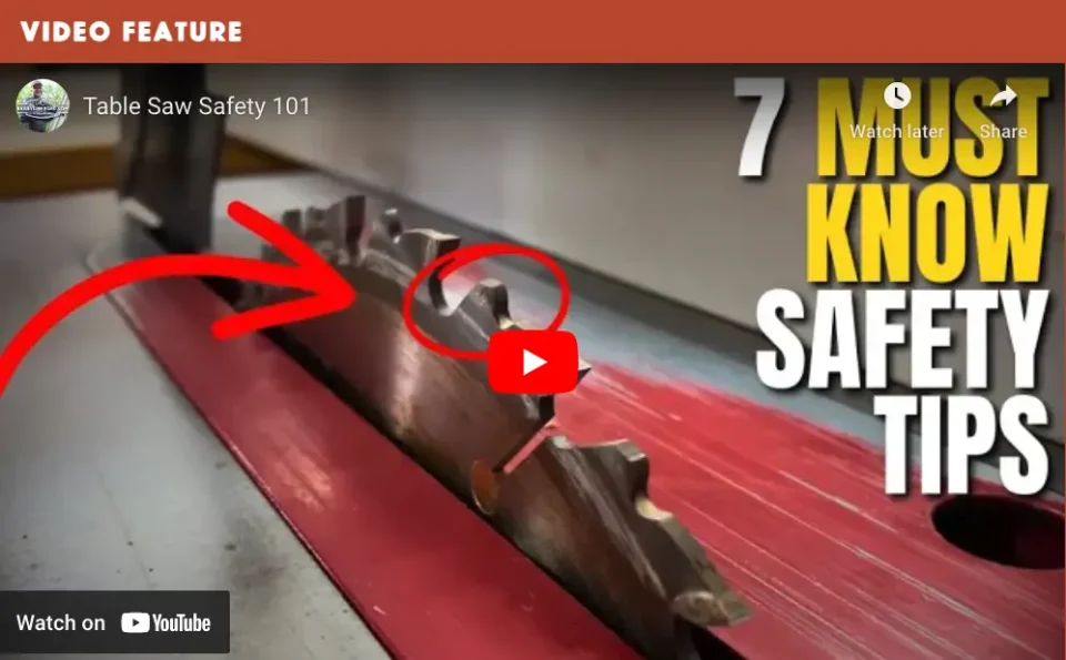 Table saw safety tips video thumbnail.