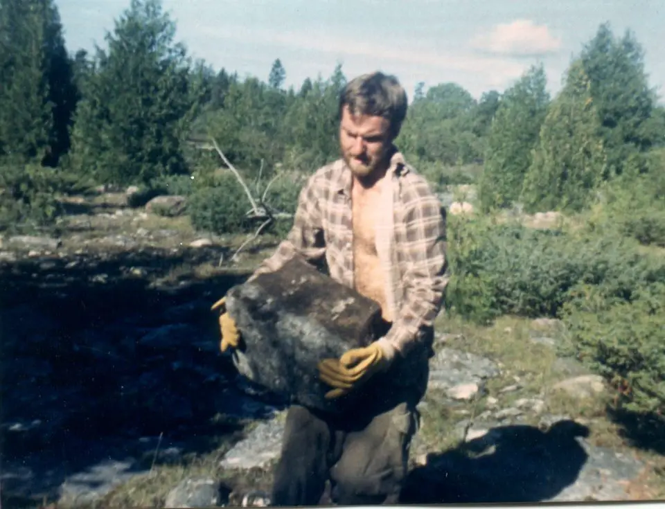 This is me back in 1987 gathering stone to build my house. This material is free for the taking where I live, but the taking is not that easy.