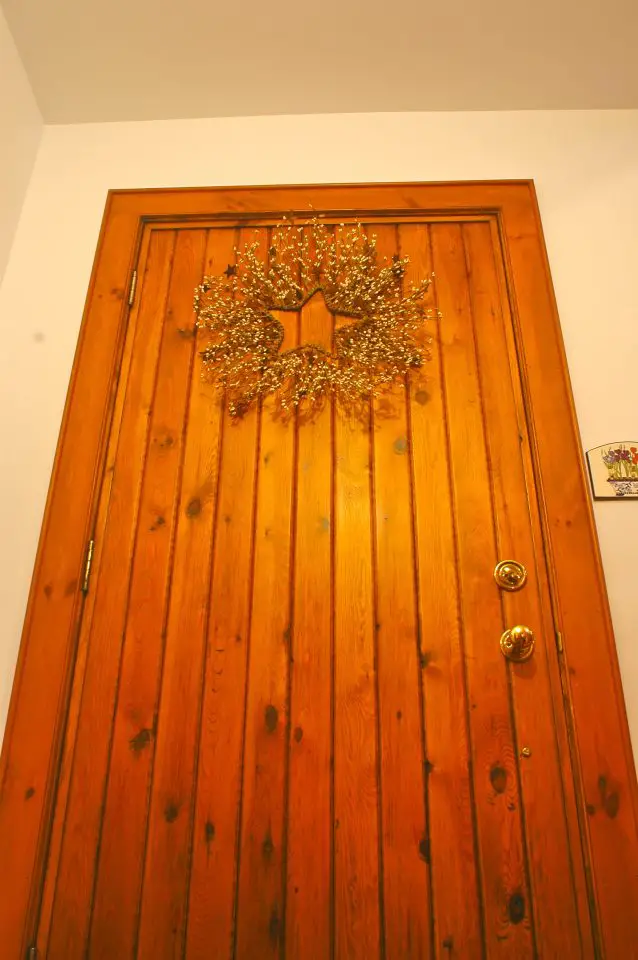 This door trim was first assembled as a three-sided frame, then applied to the wall around the homemade door. The results are faster and better than the usual method of piece-by-piece trim application.