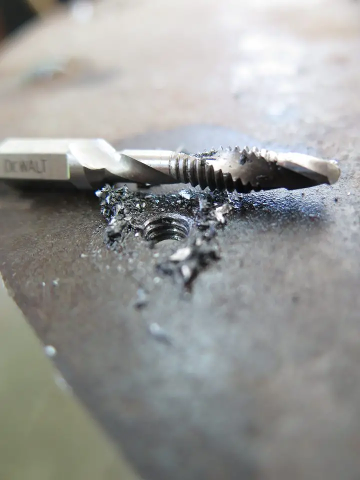 Drill and tap all in one. The tip of this tool is shaped like a twist bit and makes quick work of cutting threads for small bolts.