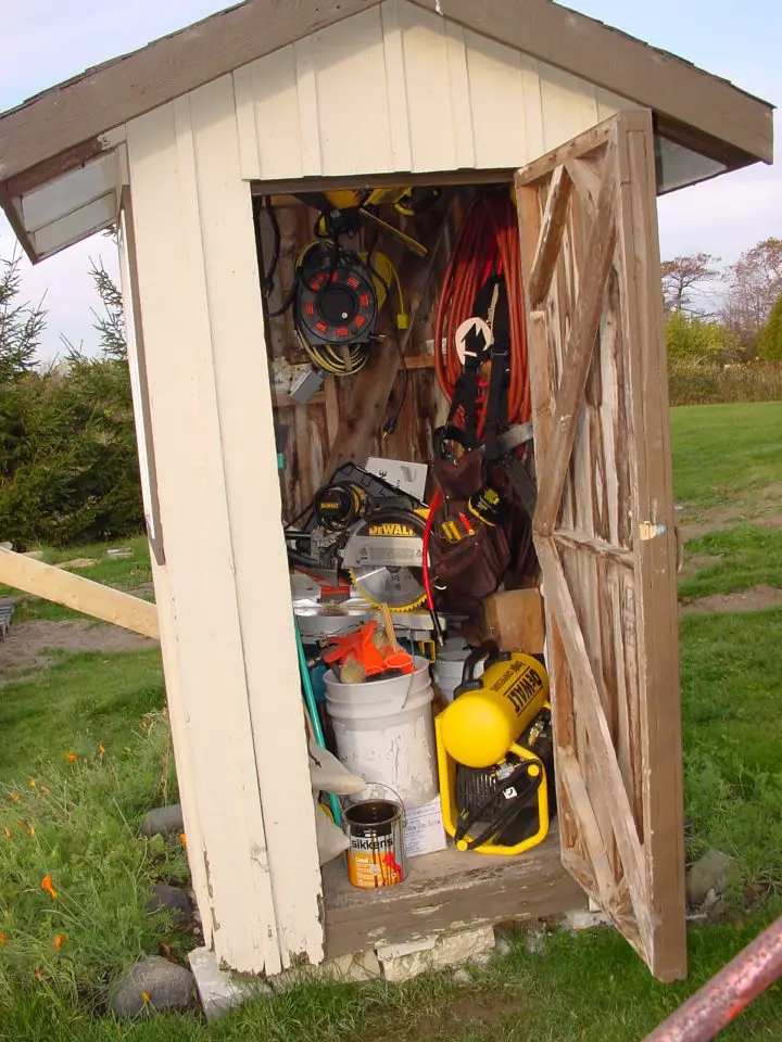 The outhouse in this article, doing temporary duty as a tool shed.