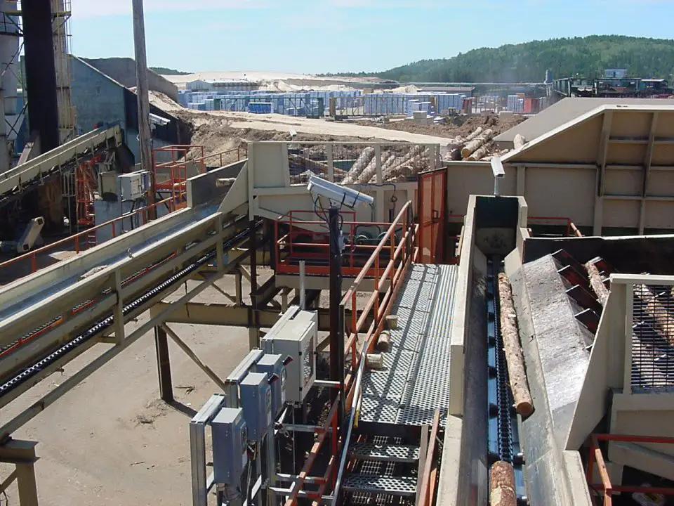 This is part of the yard of one of the largest lumber mills in North America. It produces relatively narrow lumber because larger trees are no longer available in the area.