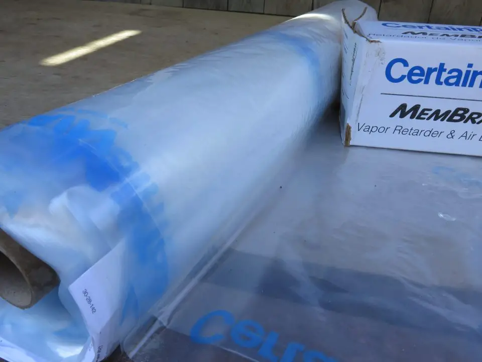 This Certainteed smart vapour barrier prevents internal wall condensation during cold weather but also allows moisture to escape from wall cavities should it ever get trapped there.