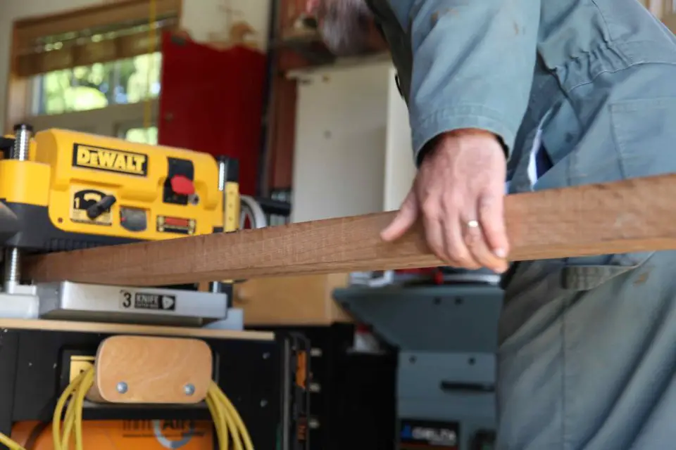 Here I am planing some fairly wide rough cherry planks for a tabletop project.