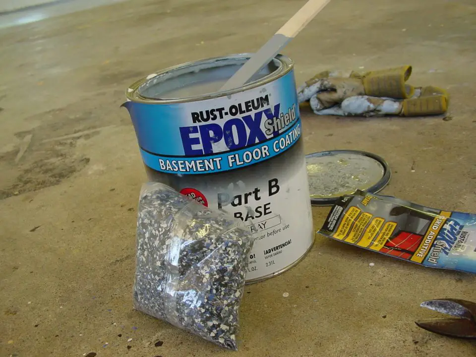 Epoxy floor coating materials on concrete surface