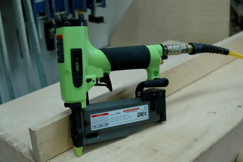 The GREX pin nailer is one of the nicest on the market. It’s capable of driving 2″ long pins all the way into hardwood.