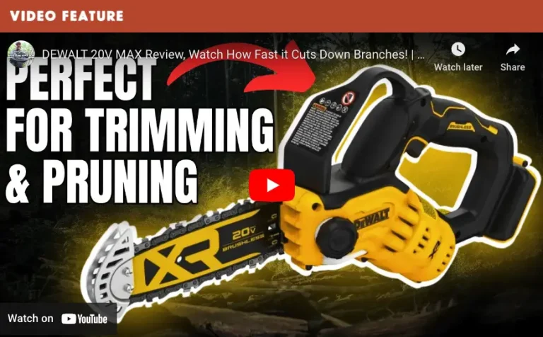 Dewalt chainsaw review, trimming and pruning tool.